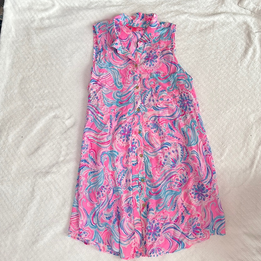 Lilly Pulitzer SZ L Natalie Sleeveless Shirtdress Coverup NWOT